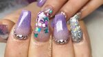 SHORT COFFIN ACRYLIC NAILS BUTTERFLIES AND OMBRÉ - YouTube