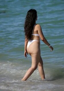 CAMILA CABELLO in a White Swimsuit at a Beach in Miami 07/29