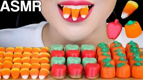 ASMR Halloween Candy Eating Sounds 캔디콘, 카라멜애플, 호박젤리 할로윈 먹방 S