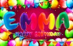 Скачать обои Happy Birthday Emma, 4k, colorful balloon frame