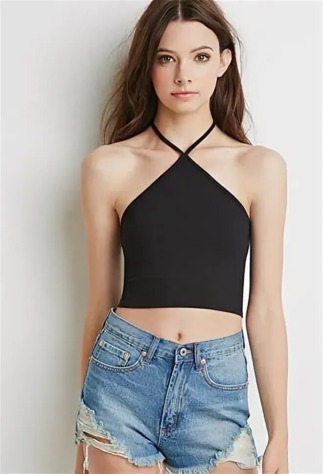 Halter Crop Top Moda para mujer, Crop top halter, Moda