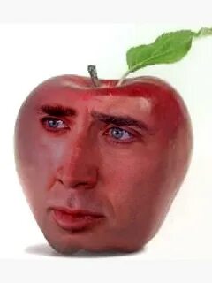 "Nicolas Cage / Apfel" Metallbild von Balzac Redbubble