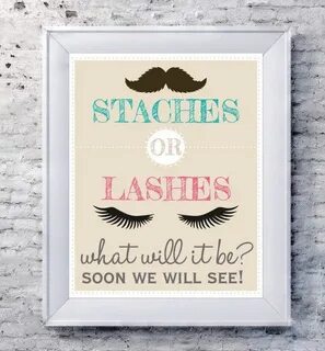 Staches or Lashes Gender Reveal Set - Gender Reveal Sign, Ol