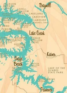 Lake of the Ozarks, MO Map Art Barrel End *with mile markers