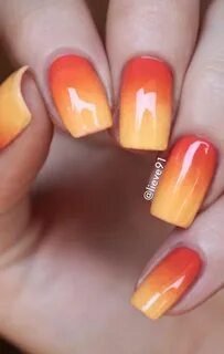 Yellow toe nails, Yellow nail art, Orange ombre nails