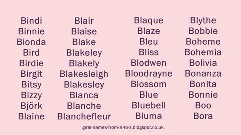 Girls Names Starting With B.