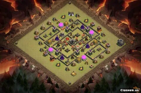 Copy Base Town Hall 9 TH9 Strong War Trophy Base v57 - X-bow