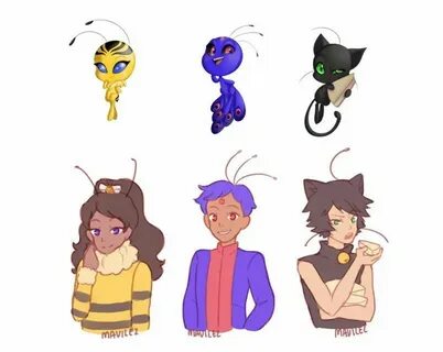 Kwamis en version humanos *Miraculous Ladybug Español* Amino