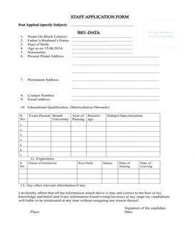 11 Free Bio Data Forms Templates Word Excel Fomats