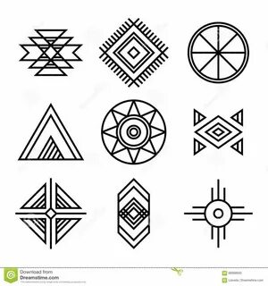 Photo about Native American Indians Tribal Symbols Set. Line