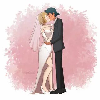Comm) Ash and Serena's Wedding Kiss by ipokegear Pokemon ash