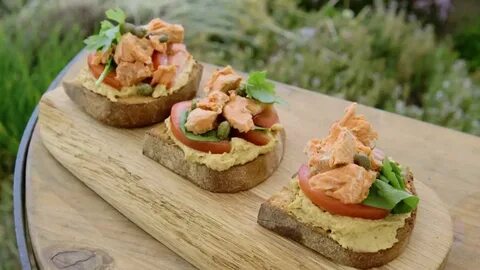 Salmon bruschetta with Hummus- First 1000 Days - YouTube