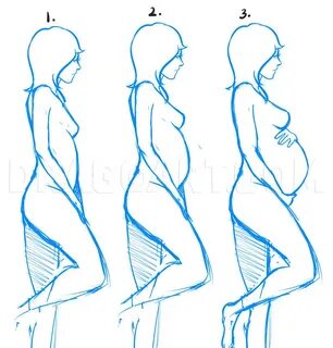 Sketch Pregnant Drawing Easy - Isolated over black backgroun