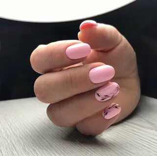 Розовые ногти с веточкой (63 фото)