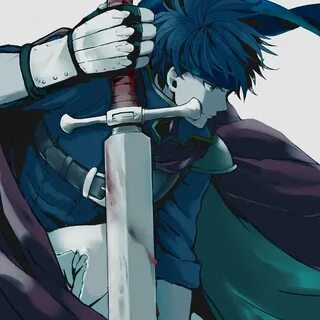 Safebooru - 1boy blood bloody weapon blue eyes blue hair cap