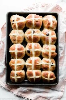 Easter recipe for traditional hot cross buns with cinnamon, 