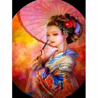 Japanese woman portrait oil canvas