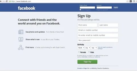 Signing up and creating a profile on Facebook.com RealSense 