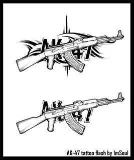 Ak 47 Gun Tattoo Coloring Pages Sketch Coloring Page