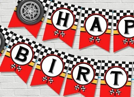 Car Racing Birthday Banner // Race Car Birthday Banner // Fe