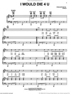 Prince - I Would Die 4 U sheet music for voice, piano or gui