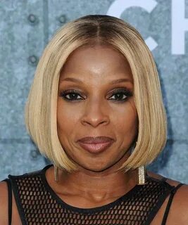 Mary J Blige Medium Straight Blonde Bob Haircut Bob hairstyl