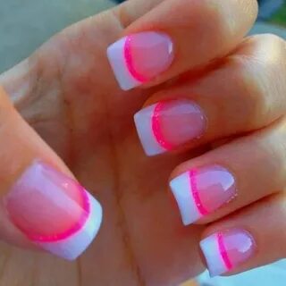 Hot Pink Tip Acrylic Nails - Glitter pedicure glitter tip na