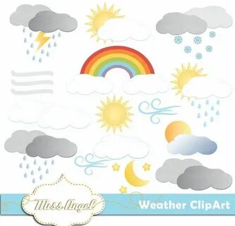 Weather CLIPART. Digital Weather Illustrations. Printable Et