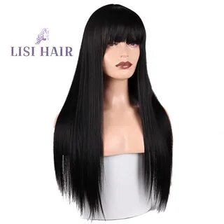 LISI HAIR Blonde Long Straight Wig With Bangs Synthetic Hair