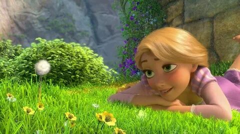 Rapunzel laying in grass with dandelion Disney princess, Rap