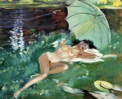 "Farnien Te Au Bord L'eau" Jean-Gabriel Domergue French nude