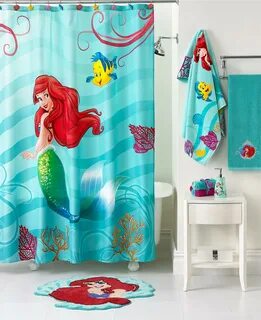 Mermaid Shower Curtain Kids Bathroom Decor White - Decorator