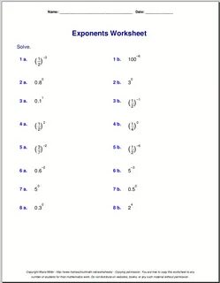 Zero And Negative Exponents Worksheets Pdf - Undangan.org