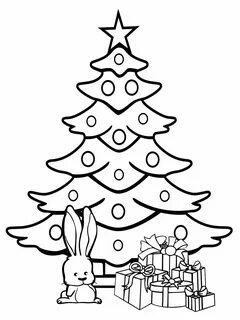 Dibujos animados para colorear - arbol de Navidad, para niño