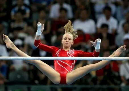 Nastia Liukin on bars at the Olympics. Artistic gymnastics, 