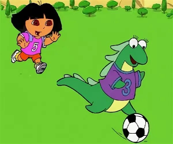 Dora playing soccer with her friend Isa the iguana puzzle & 