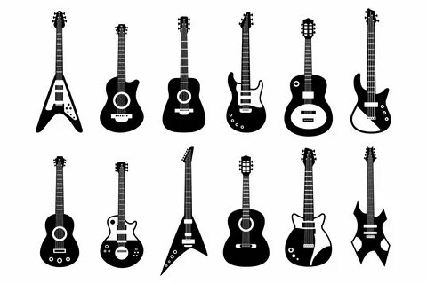 Guitars Silhouette SVG File - Download Free Fonts - Download