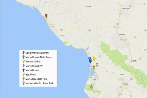 San Simeon California Map San Simeon Camping Near Hearst Cas