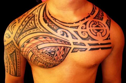 Hawaiian tribal tattoo on chest for men - Tattoos Book - 65.