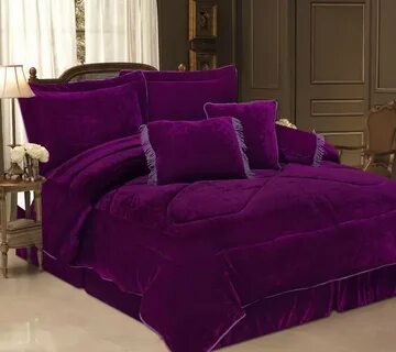 Pcs Twin Purple Velvet Bedding Comforter Set Ebay - Designs 
