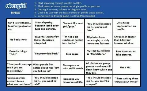 OkCupid Bingo Game is Hilarious - Online Dating Insider
