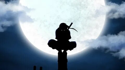 Uchiha Itachi, ANBU, Silhouette, Moon, Anime, Utility Pole W