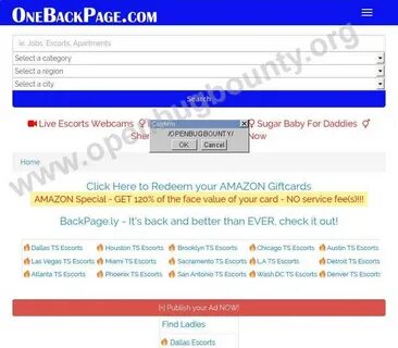 All Vulnerabilities for onebackpage.com Patched via Open Bug