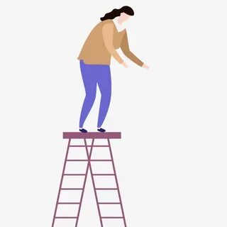 Beauty Standing Ladder Cartoon Ladder, Cartoon, Wooden Ladde