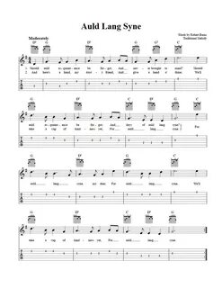 Auld Lang Syne - Easy Guitar Sheet Music and Tab with Chords