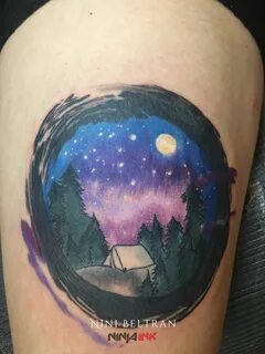 Night Sky Watercolor Tattoo Sky tattoos, Night tattoo, Water