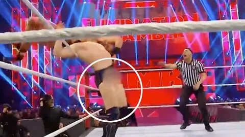 Pictured here, one of the wardrobe malfunctions Daniel Bryan suffered at WW...