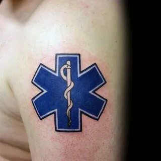 Paramedic Star Of Life Guys Upper Arm Tattoo #tattoodesignsm