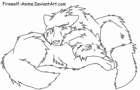 Wolf Comfort - LineArt by Firewolf-Anime on DeviantArt Cute 