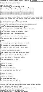 Love Song Lyrics for:Goodbye My Lover-James Blunt with chord